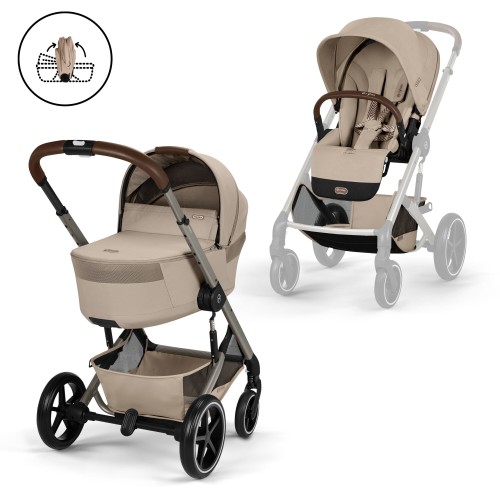 Przejdź do produktu Cybex Balios S Lux Fold wózek wielofunkcyjny 2w1 | Almond Beige (Taupe Frame)