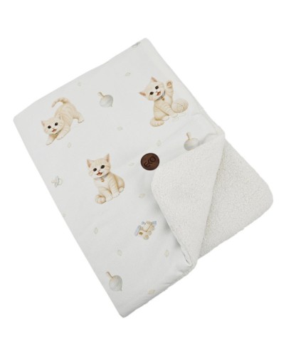 Przejdź do produktu EKO Kołderka dziecięca dwustronna 75x100 cm Bambus + Bouclé KOTKI